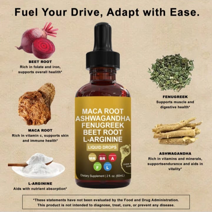 MACA RT,ASHWAGANDHA, FENUGREEK, BEET RT,L ARGININE